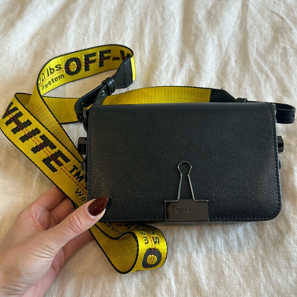 Off-White Mini Flap Binder Clip Bag